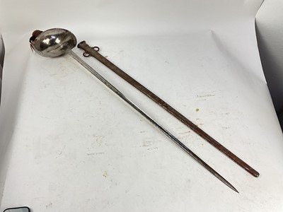 Lot 812 - First World War British 1907 Pattern Cavalry trooper's sword with plain bowl guard, straight plain blade by Mole in steel scabbard