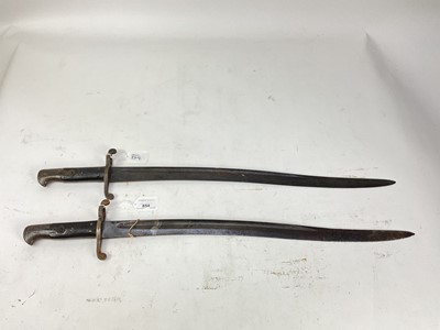 Lot 854 - Two British 1858 pattern Enfield bayonets, both without scabbards (2).