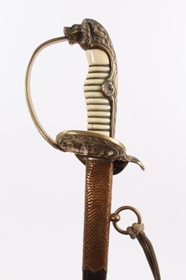 Lot 819 - Imperial German Naval Officer's dress sword with lions head pommel