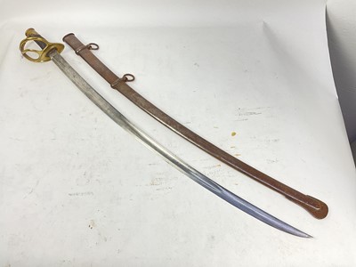 Lot 829 - 19th century French-style light cavalry trooper's sword dated 1855 in steel scabbard