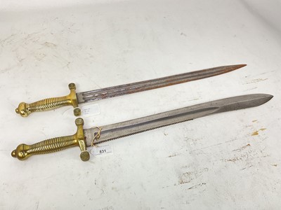 Lot 831 - Imperial Russian pioneer sword with brass Gladius-style hilt dated 1847