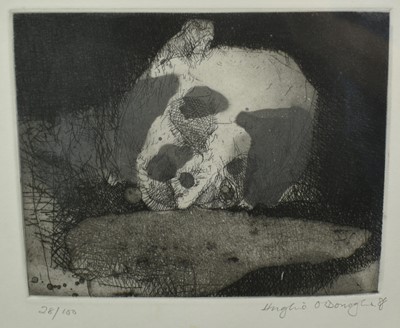 Lot 1234 - *Hughie O'Donoghue (b. 1953) limited edition etching - Bruise, signed and dated '88, numbered 28/100, titled to gallery label verso, 13cm x 16.5cm, in glazed frame