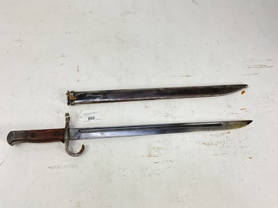 Lot 892 - Second World War Japanese Arisaka type 30 bayonet with scabbard.