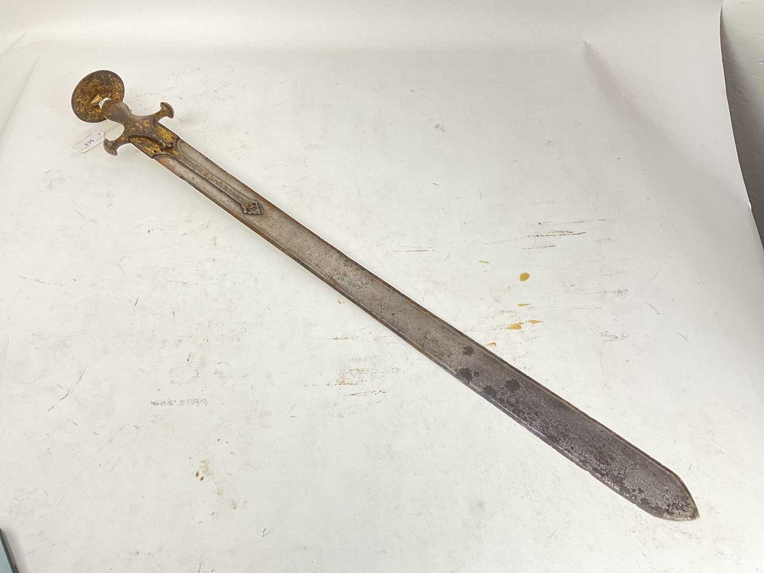 Lot 835 - Fine 18th century Indian Khanda sword with gold damascened steel hilt