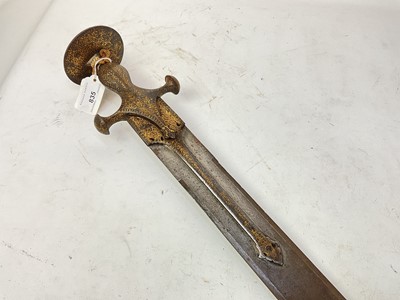 Lot 835 - Fine 18th century Indian Khanda sword with gold damascened steel hilt