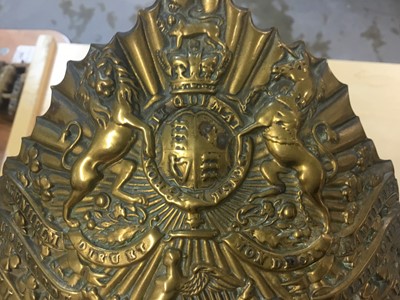 Lot 797 - Victorian brass Fifth Royal Irish Lancers Lance cap plate.