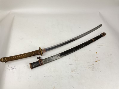 Lot 847 - Japanese Officer's Katana sword with curved blade (un-signed) and retaining much original polish, regulation military mounts and scabbard. The blade 68cm