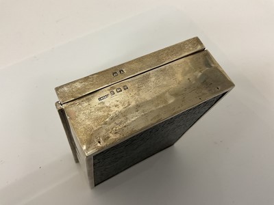 Lot 45 - George V silver cigarette box of rectangular form with engine turned decoration, (Birmingham 1925), maker SW Goode & Co, 11.5cm in overall length.