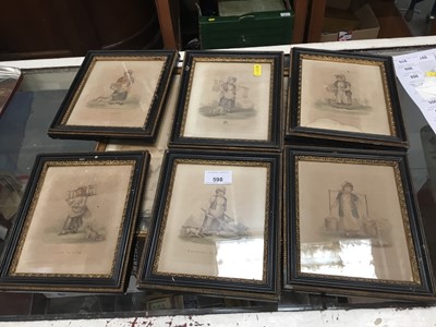 Lot 598 - Set of six 19th century Cries of London prints and another