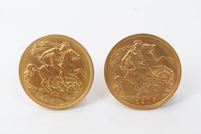 Lot 31 - G.B. - Gold Half Sovereigns Edward VII 1905 GF & 1910 F (2 coins)