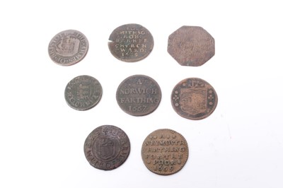 Lot 36 - G.B. - Mixed 17th century tokens to include Dorset Lyme Regis Farthing 1669 VF, Weymouth Farthing 1669 GVF, Norfolk Diss Farthing 1669 VG, Norwich Farthing 1667 AF, Yarmouth Farthing 1667 F, Northa...