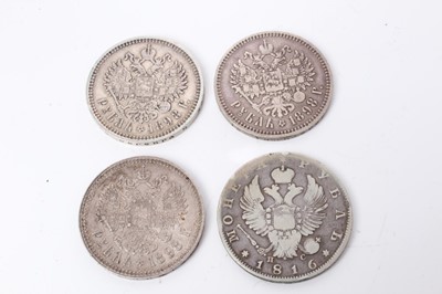 Lot 46 - Russia - Mixed silver Roubles to include Alexander I 1816 VG and Nicholas II 1898 x 3 F-VF (4 coins)