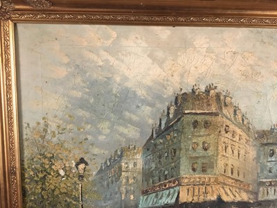 Lot 103 - Burnett oil on canvas - Parisian street scene, 50cm x 60cm, framed