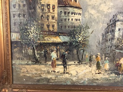 Lot 102 - Burnett oil on canvas - Parisian street scene, 50cm x 60cm, signed, framed