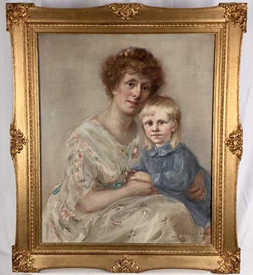 Lot 101 - English school oil on canvas - mother and son, signed and dated 1914, 60cm x 49cm, framed