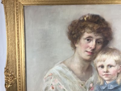Lot 101 - English school oil on canvas - mother and son, signed and dated 1914, 60cm x 49cm, framed