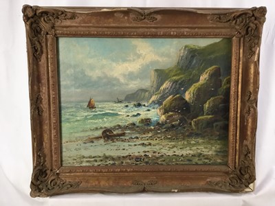 Lot 97 - Frank Hider (1861-1933) oil on canvas - ‘After the Storm’, coastal view, signed, titled verso, 33cm x 44cm, framed