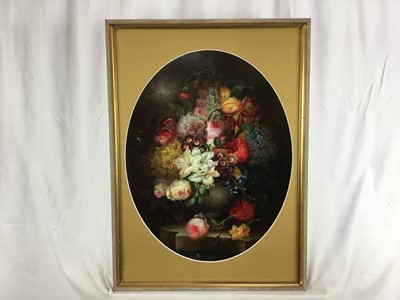 Lot 100 - Attributed to Emilio Greco oil on wood board - still life with urn, framed