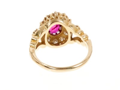 Lot 424 - Ruby and diamond cluster ring