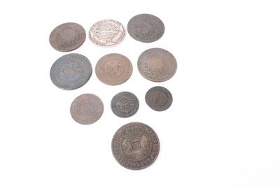 Lot 54 - Brazil - Mixed coins to include silver 960 Reis 1816 GVF and other copper issues (10 coins)