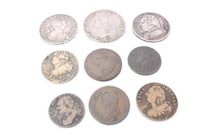 Lot 56 - France - Mixed coinage to include silver Crowns Louis XV 1724 GF, 1768 (N.B. Obv: Scratches) otherwise VF, 1814I GF and six late 18th century base metal issues, in better than average condition (9...