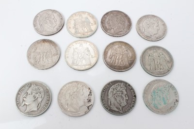 Lot 57 - France - Mixed circa mid to late 19th century silver 5 Franc coins in mixed grades F to AEF (12 coins)