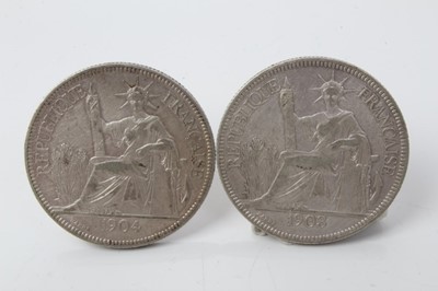 Lot 58 - French Indo China - Silver Piastre coins 1903 VF and 1904 GVF (2 coins)