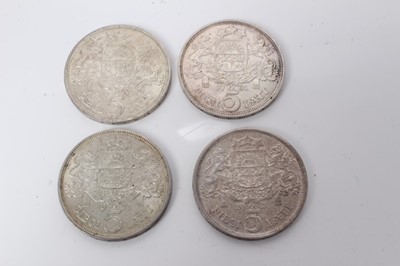Lot 64 - Latvia - Mixed silver 5 Lati coins 1929 x 2 EF & 1931 x 2 EF (4 coins)