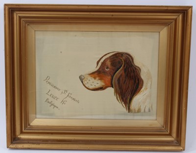 Lot 738 - Early 20th century WWI period Belgian silkwork picture of a spaniel