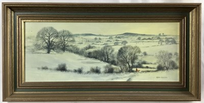 Lot 132 - Alwyn Crawshaw (20th century) oil on board, winter landscape, together with a watercolour by the same hand