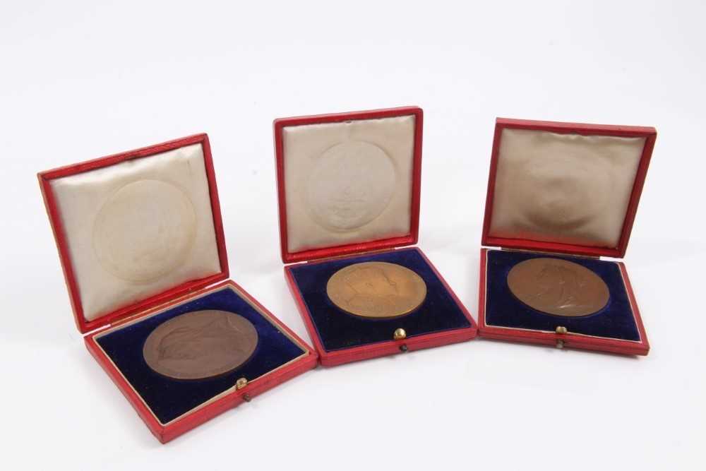 Lot 78 - G.B. - Copper Medallions (Dia: 56mm) commemorating Diamond Jubilee of Queen Victoria 1897 x 2 and Coronation of Edward VII 1902 (N.B. All cased) (3 medallions)