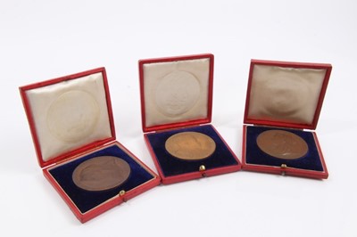 Lot 78 - G.B. - Copper Medallions (Dia: 56mm) commemorating Diamond Jubilee of Queen Victoria 1897 x 2 and Coronation of Edward VII 1902 (N.B. All cased) (3 medallions)