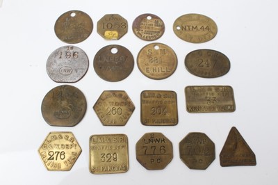 Lot 79 - G.B. - Railway related brass tally's to include examples BR-M new carriage shed Willsden G.C.R, L.M & S.R Traffic Department, Kentish Town, St Pancras, L.M.R, L.N.E.R Signal Department & L.N.W  (17...