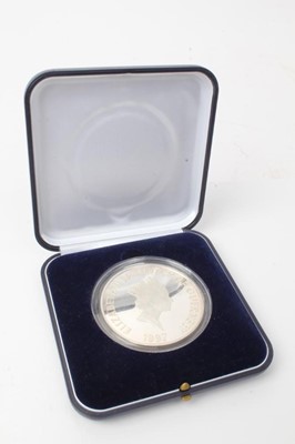 Lot 83 - Guernsey - Silver proof 5oz coin commemorating Elizabeth II Golden Wedding Anniversary 1997 (N.B. Cased but without Certificate of Authenticity) (1 coin)
