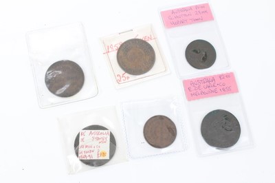 Lot 86 - World - Mixed 19th century copper tokens to include issues from Australia, New Zealand & Canada (N.B. Mixed denominations & grades) (47 coins)