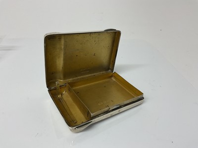 Lot 11 - Unusual George V silver tobacco box of rectangular form with gilded interior, marked Rd No. 554698, (London 1910), maker SW Smith & Co, 9cm in overall length, all at 3.5ozs