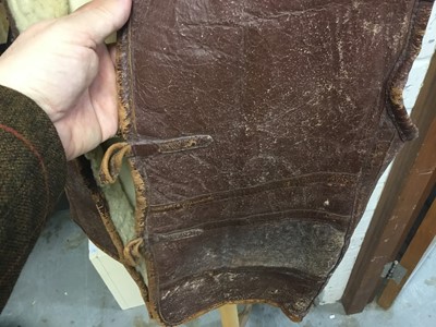 Lot 660 - Second World War period leather and sheepskin jerkin with button fasteners.