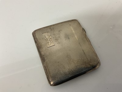 Lot 24 - Local interest- George V silver cigarette case of rectangular form with engine turned decoration and gilded interior, with engraved presentation inscription 'From the personnel of the Braintree F.A...