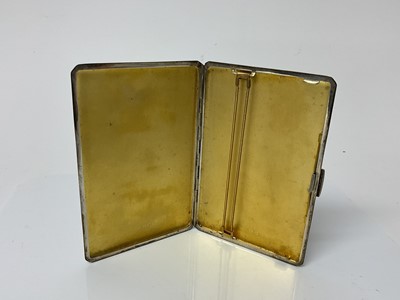 Lot 27 - George VI silver cigarette case of rectangular form with engine turned decoration and gilded interior, stamped Dunhill, London, (Birmingham 1946), maker Frederick Field, 12.5cm in overall length, a...