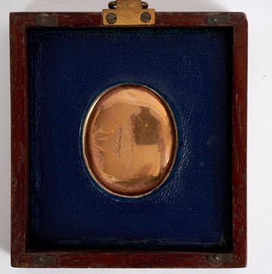 Lot 812 - Samuel Finney (1719-1798) watercolour miniature on ivory, Admiral Sir Charles Hardy, signed with initials, engraved as titled verso, in gilt glazed frame, 4.3 x 3.8cm, presented in glazed box frame...