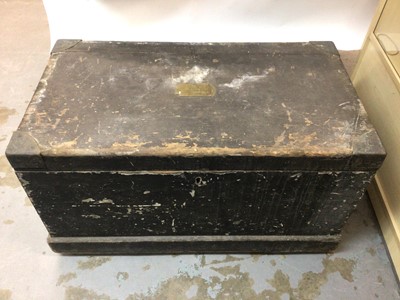 Lot 676 - Late 19th century Royal Marines Light Infantry trunk, with plaque to 'J. G. Hammond, Sergent R.M.L.I., Chatham'