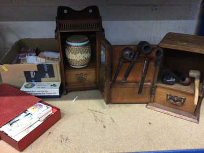 Lot 248 - Collection of smoking related including two smokers cabinets, pipes and sundries