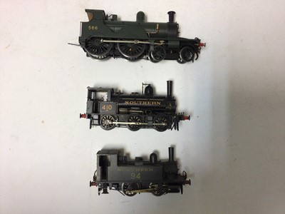 Lot 115 - Railway selection of scratch built locomotives and rolling stock including LNER black 4-6-0 tender locomotive 1492, three other locomotives and Palethorpes Wagon, wagons and tenders (one Hornby)