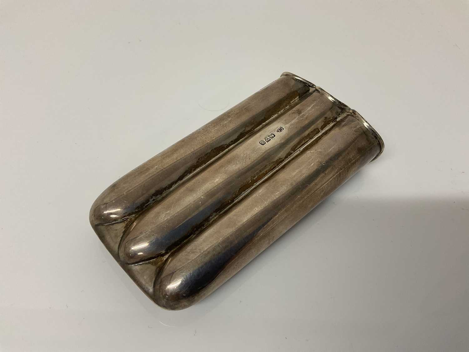 Lot 35 - Edwardian silver three tube cigar case (Birmingham 1901), maker Charles Cooke, 11cm in overall length, all at 3.1ozs