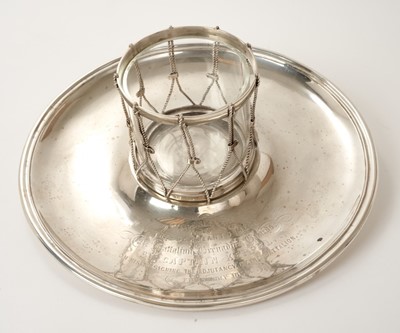 Lot 83 - Victorian silver Military mess container in the form of a military drum, with presentation inscription from Captain Keppel, Grenadier Guards, Equerry to The Prince of Wales.
