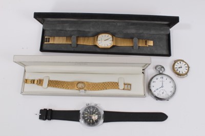 Lot 937 - Sicura Chrono stainless steel wristwatch on replacement leather strap, together with four other watches (5)