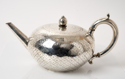 Lot 246 - Victorian silver bullet shaped teapot, (London 1865)