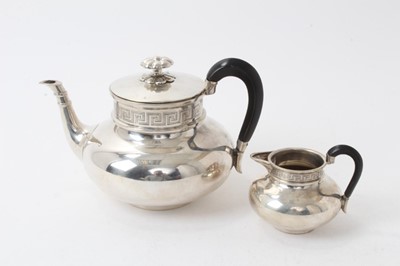 Lot 251 - Continental silver teapot with Greek key border