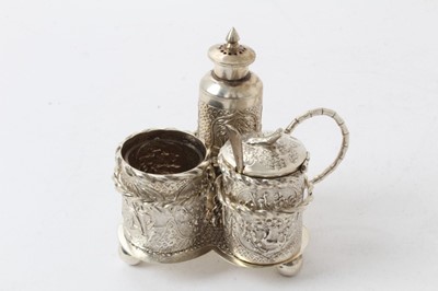 Lot 254 - Chinese silver condiment set on stand