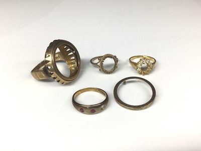 Lot 137 - Group of gold broken rings and mounts